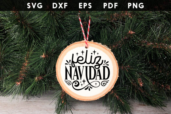 Feliz Navidad Christmas Ornament SVG for Crafts and Graphics