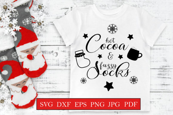 Hot Cocoa and Fuzzy Socks Christmas SVG for Crafts and Graphics